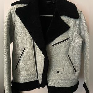 BLK DNM Shearling Black/White Leather Jacket